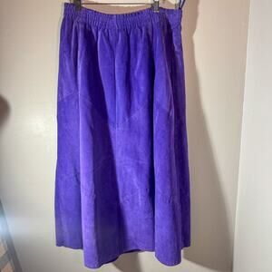 Vintage 90s Etosha Purple Suede Leather Midi Skirt